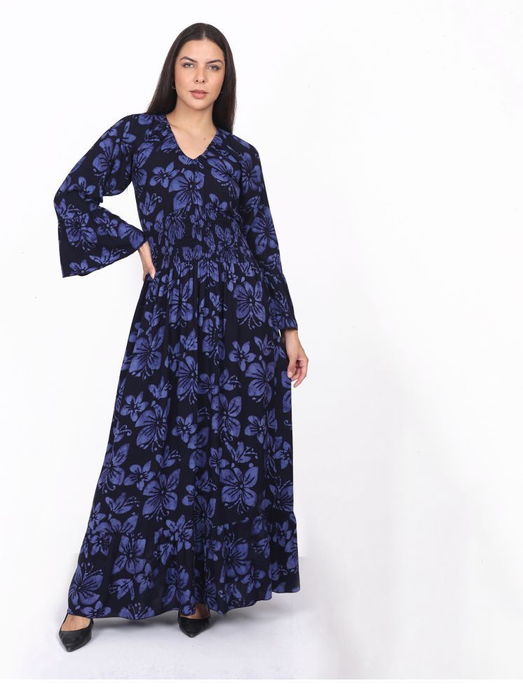     			SHADES OF YOU Viscose Printed Full Length Women's Gown - Navy ( Pack of 1 )