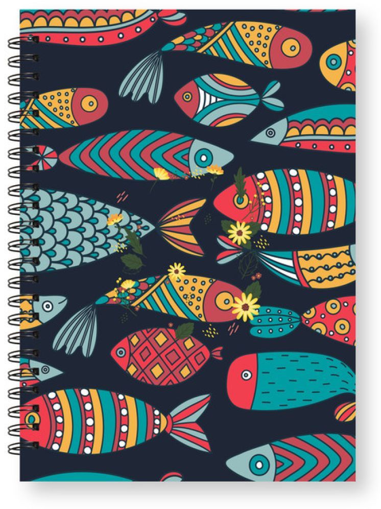     			Sketchfab Spiral-Bound, Notebooks, For Writing Personal, Students And Office School, Home Use Eco-Friendly Pocket Size Notepad, Blank Pack Of 1 Unruled| (A5, 144 Pages, 80 GSM) (Fish Pattern)