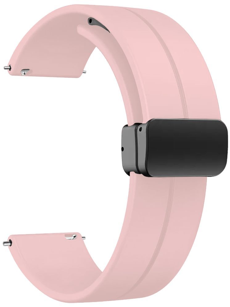     			ACM Watch Strap Silicone Belt Magnetic Clasp 22mm compatible with Timex Iconnect Calling Max Smartwatch Sports Hook Band Creame Pink