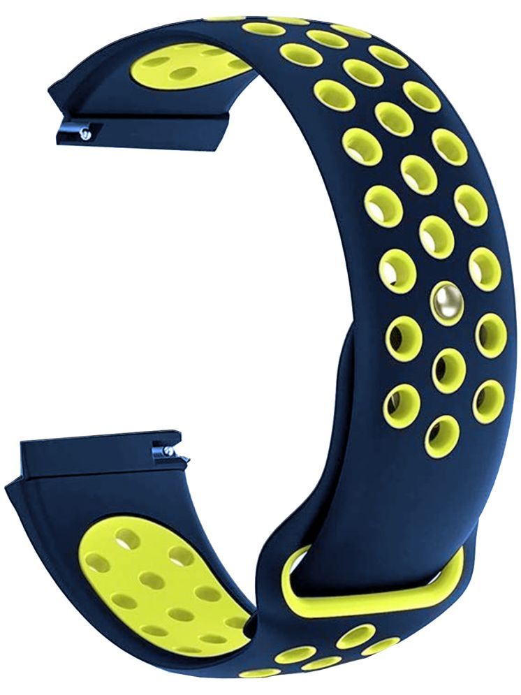     			ACM Watch Strap Silicone Belt 22mm compatible with Boat Enigma Ascend Smartwatch Sports Dot Band Blue with Yellow