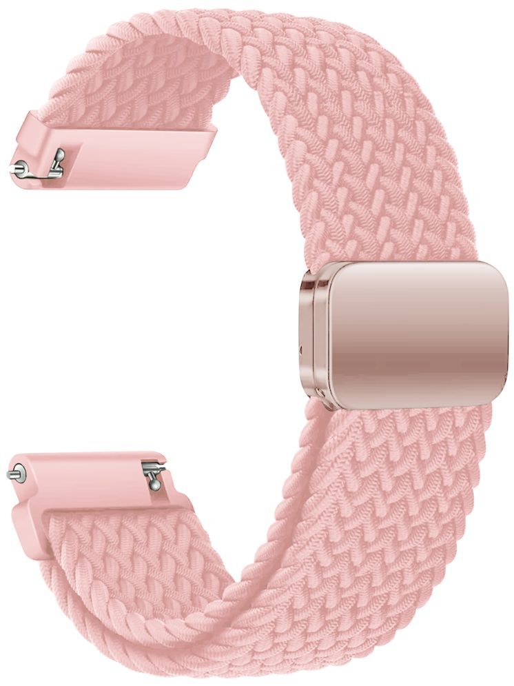     			ACM Watch Strap Woven Braided Magnetic 22mm compatible with Zebronics Zeb Hydra Smartwatch Adjustable Belt Band Pink