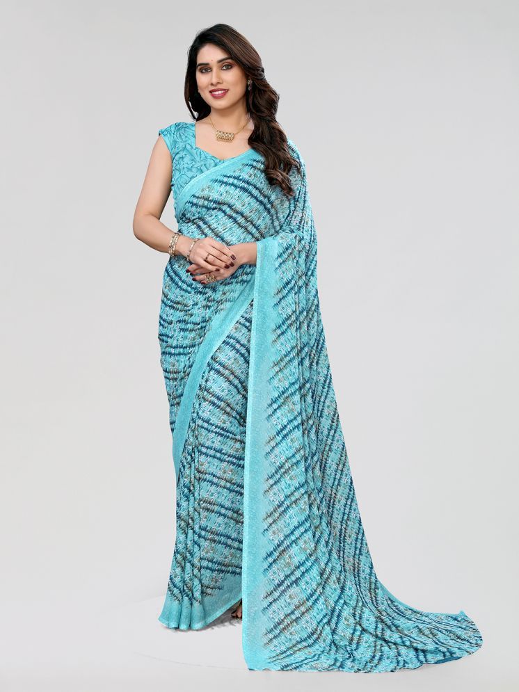     			ANAND SAREES Pack of 1 Georgette Printed Saree With Blouse Piece ( Light Blue )