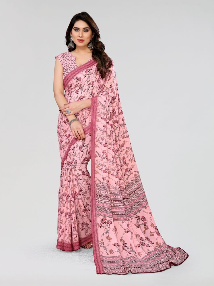     			ANAND SAREES Pack of 1 Georgette Printed Saree With Blouse Piece ( Pink )