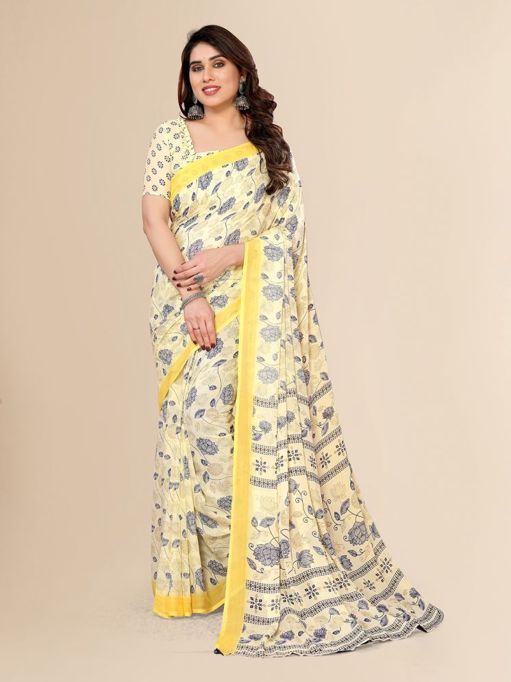     			ANAND SAREES Pack of 1 Georgette Printed Saree With Blouse Piece ( Yellow )