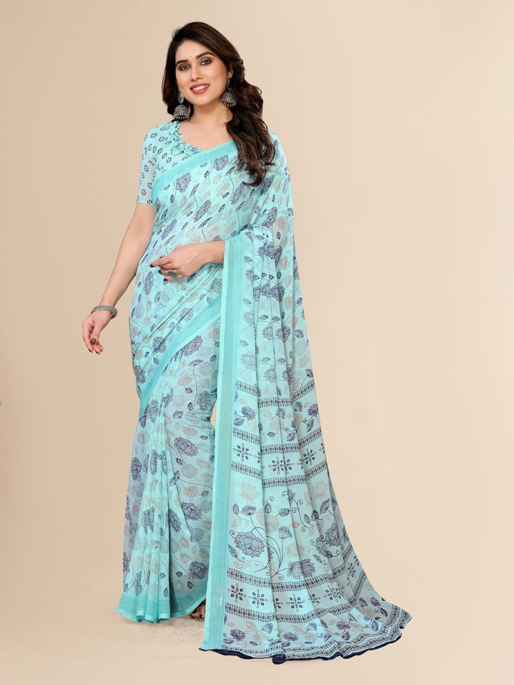     			ANAND SAREES Pack of 1 Georgette Printed Saree With Blouse Piece ( Blue )