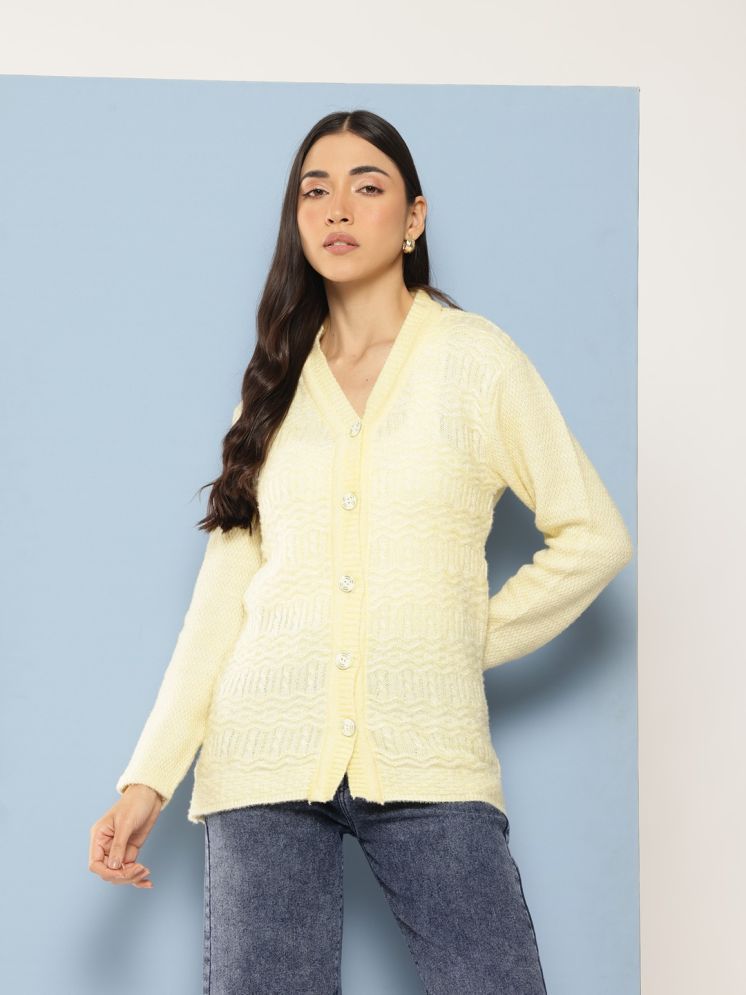     			Aarika Woollen V Neck Women's Buttoned Cardigans - Yellow ( Single )