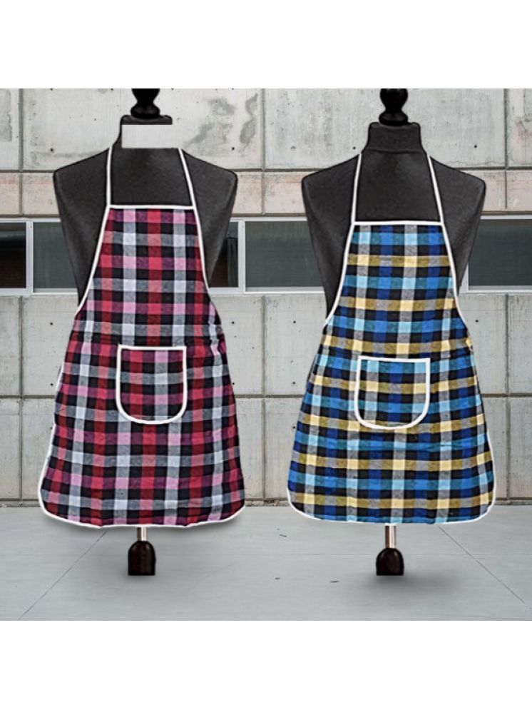     			CreadCraft Cotton Checks Kitchen Apron with 1 Center Pocket ( Pack of 2 )