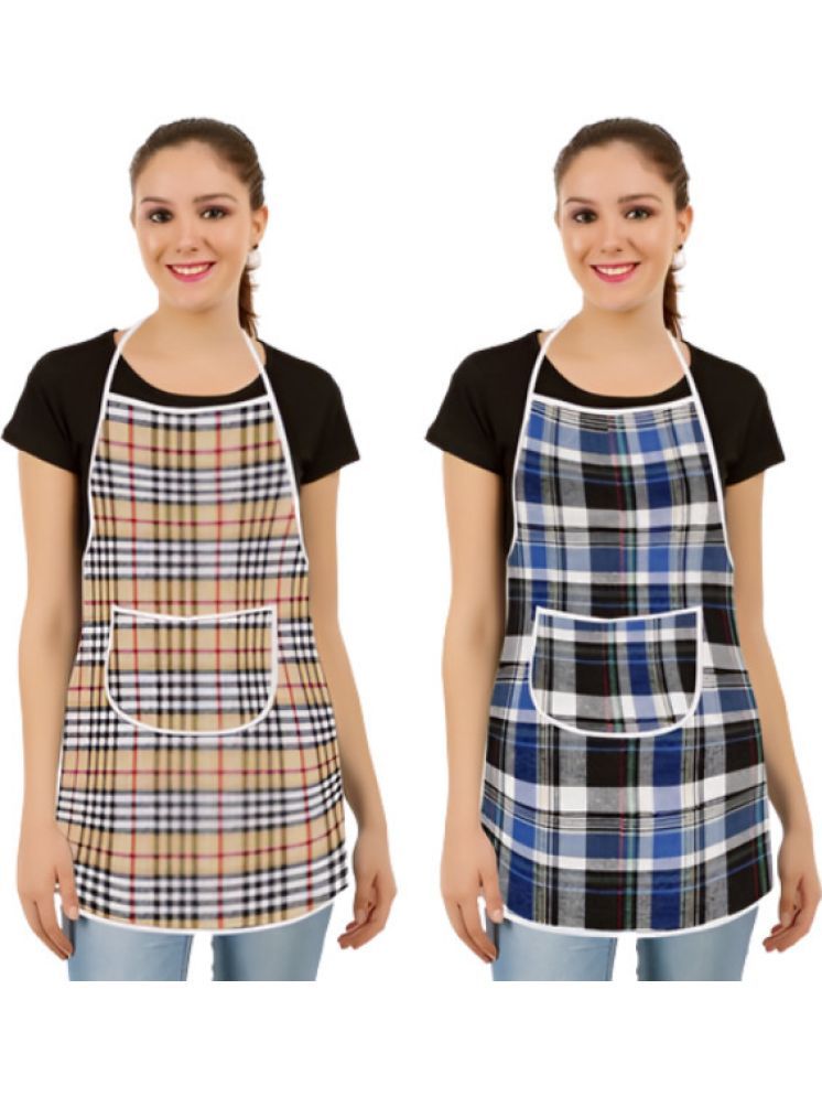     			CreadCraft Cotton Checks Kitchen Apron with 1 Center Pocket ( Pack of 2 )