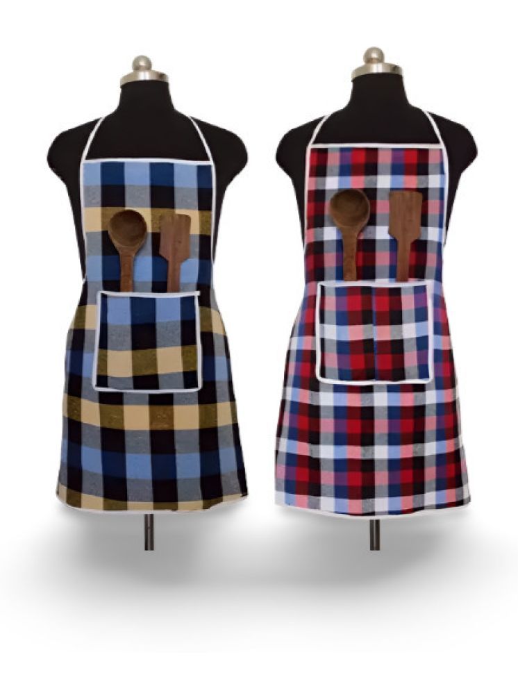     			CreadCraft Cotton Checks Kitchen Apron with 1 Center Pocket ( Pack of 2 )