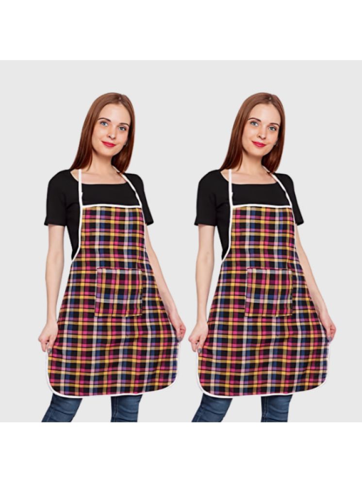     			CreadCraft Cotton Checks Kitchen Apron with 1 Center Pocket ( Pack of 2 )