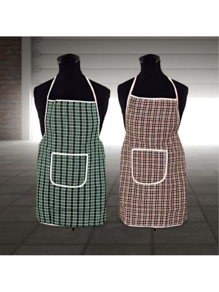     			CreadCraft Cotton Checks Kitchen Apron with 1 Center Pocket ( Pack of 2 )