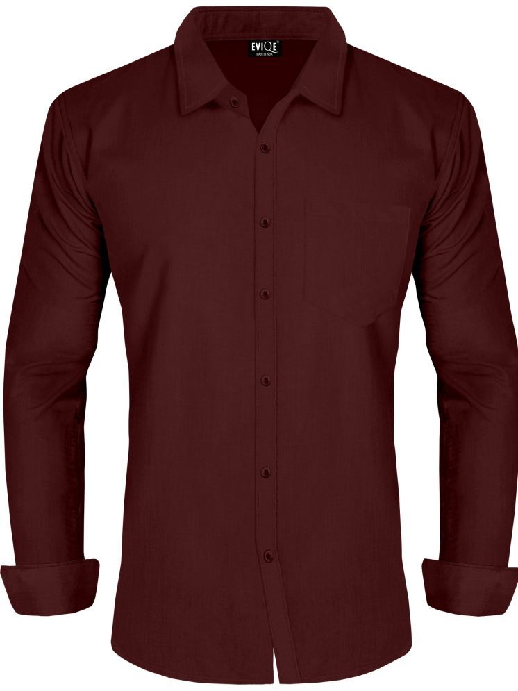     			Eviqe Cotton Blend Regular Fit Solids Full Sleeves Men's Casual Shirt - Maroon ( Pack of 1 )