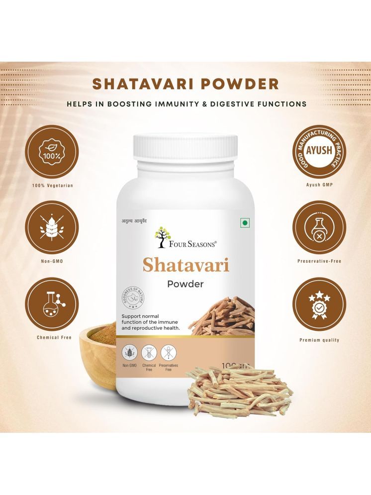     			Four Seasons Shatavari Powder 100gm | Hormonal Balance and Wellness Support for Women | Promotes Lactation| Boost Immunity & Stamina - Rejuvenative Vata and Pitta