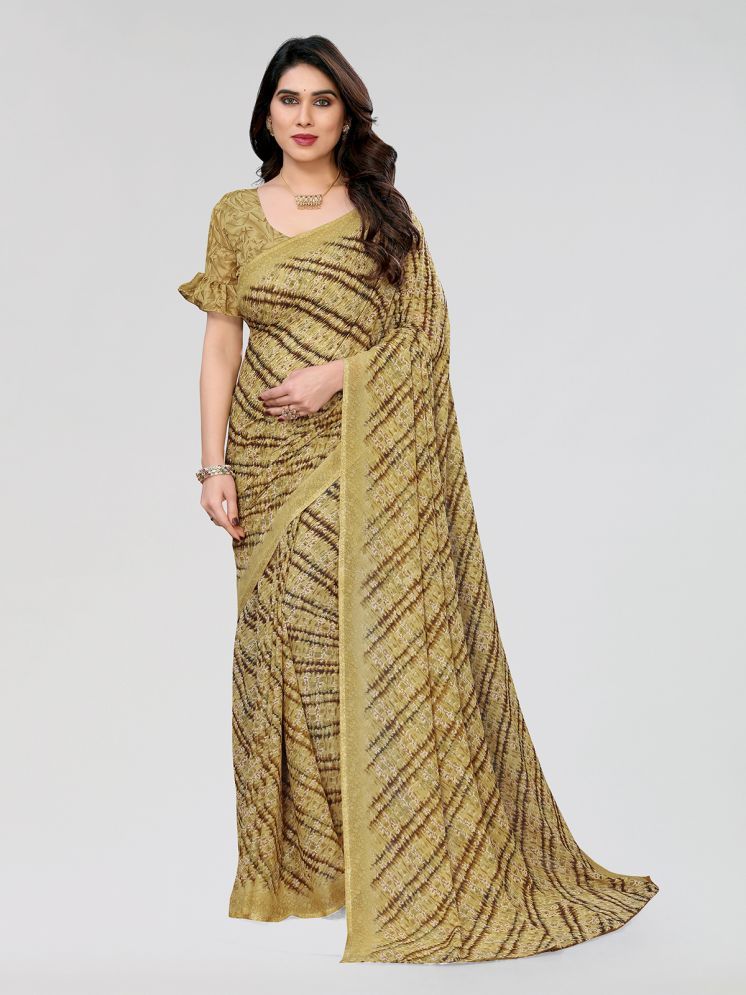     			Kashvi Sarees Pack of 1 Georgette Printed Saree With Blouse Piece ( Beige )