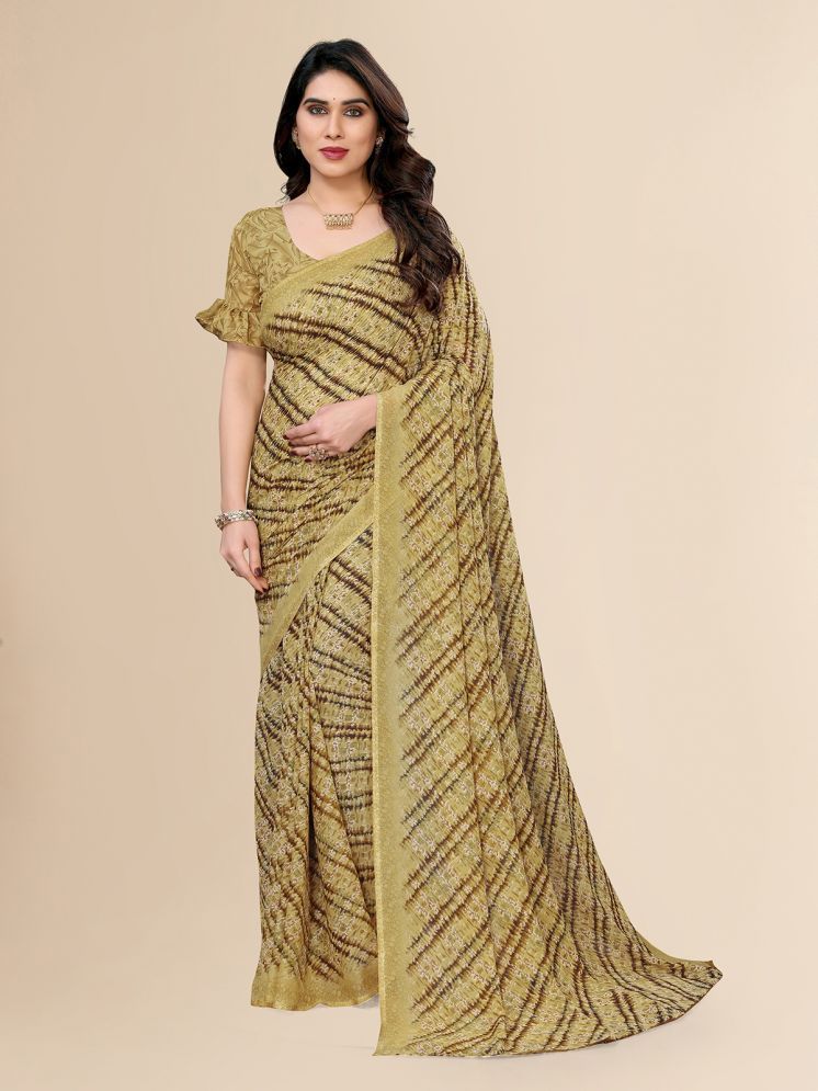     			Kashvi Sarees Pack of 1 Georgette Printed Saree With Blouse Piece ( Beige )