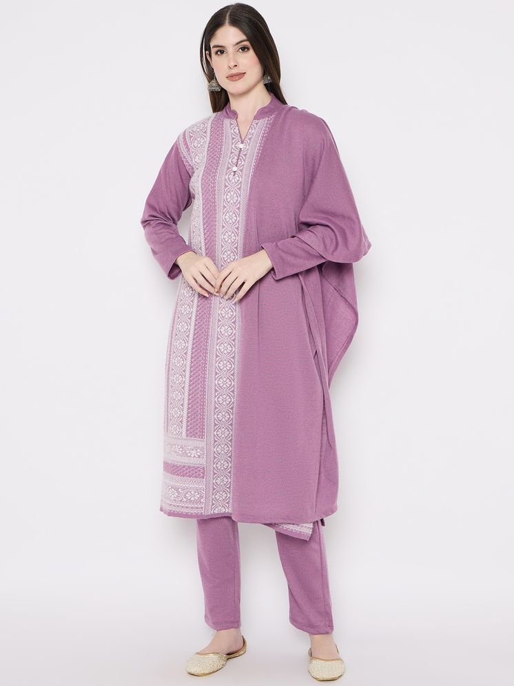     			LOVE LONDON Pack of 1 Woollen Embroidered Straight Women's Kurti with Dupatta - ( Purple )