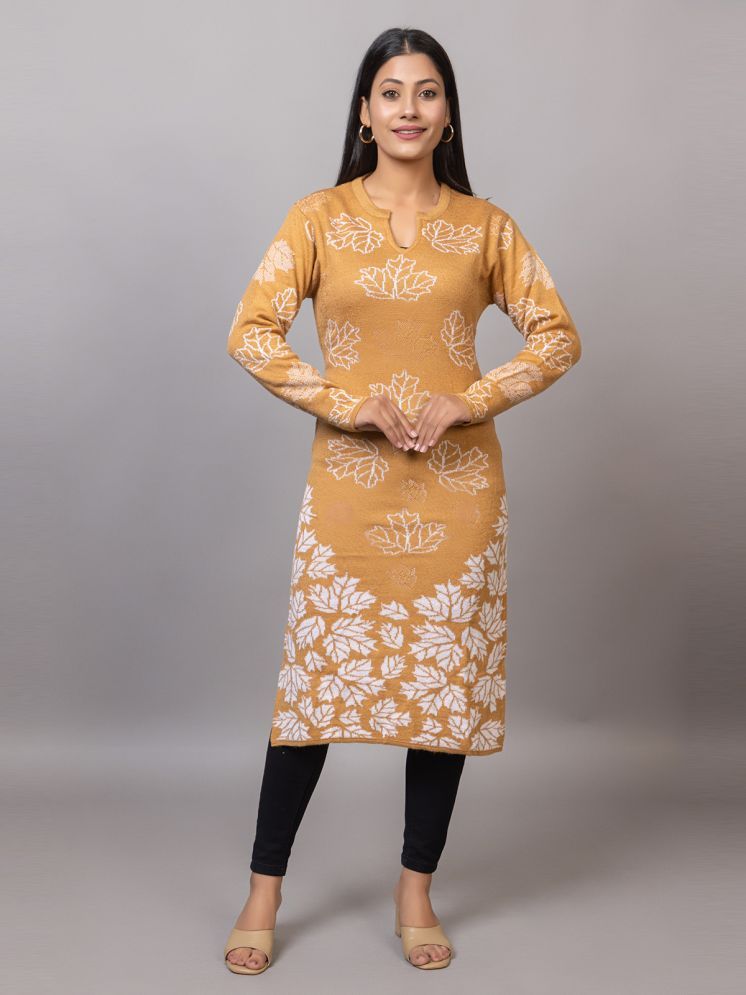     			MISDYNAMIC Pack of 1 Viscose Blend Printed Straight Women's Kurti - ( Mustard )