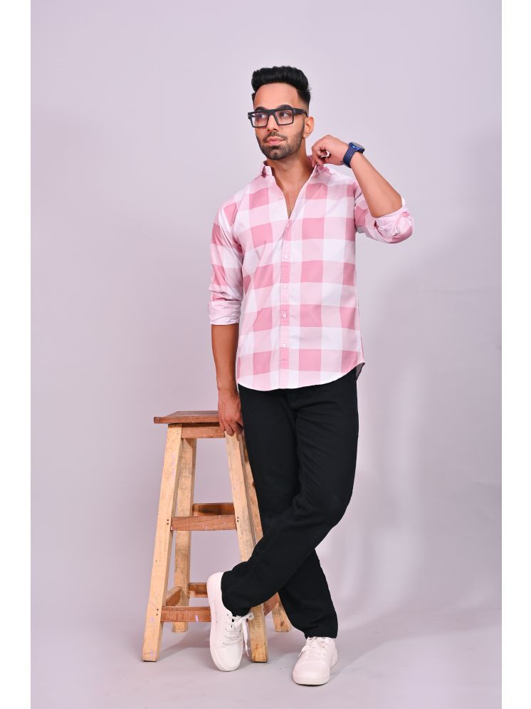     			S-LINE 100% Cotton Slim Fit Checks Full Sleeves Men's Casual Shirt - Pink ( Pack of 1 )