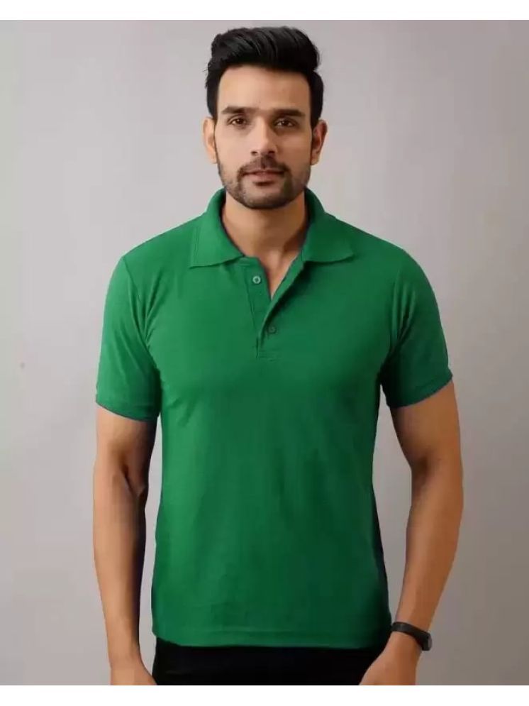     			SKYRISE Pack of 1 Cotton Blend Slim Fit Solid Half Sleeves Men's Polo T Shirt ( Green )