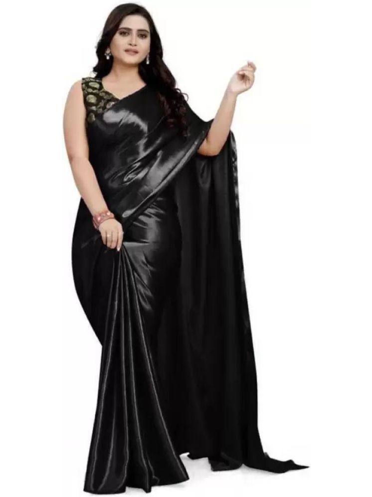     			Saadhvi Pack of 1 Satin Solid Saree With Blouse Piece ( Black )