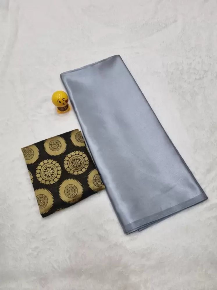     			Samai Pack of 1 Satin Solid Saree With Blouse Piece ( Grey )