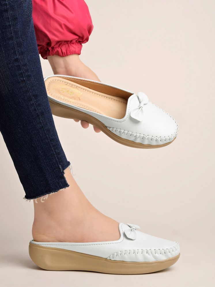     			Stylestry White Women's Loafers