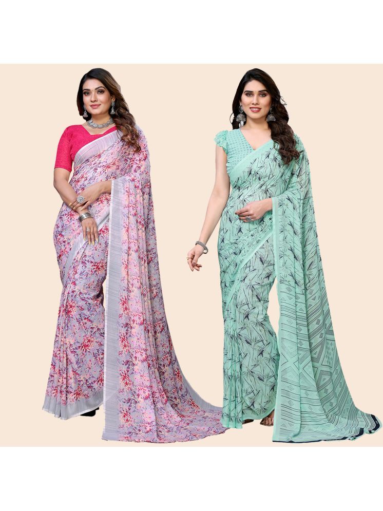     			ANAND SAREES Pack of 2 Georgette Printed Saree With Blouse Piece ( Multicolor )