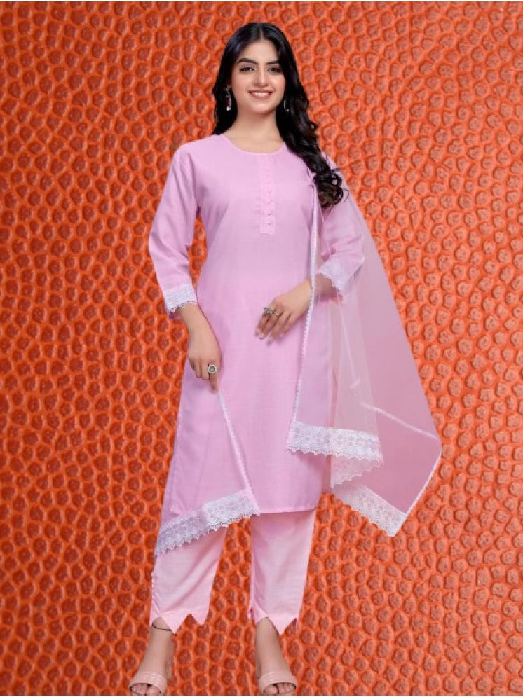     			BIPIN FASHION Cotton Silk Self Design Ethnic Top With Pants Women's Stitched Salwar Suit - Pink ( Pack of 1 )