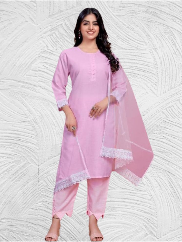     			BIPIN FASHION Cotton Silk Self Design Ethnic Top With Pants Women's Stitched Salwar Suit - Pink ( Pack of 1 )