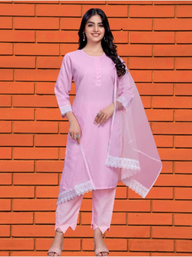     			BIPIN FASHION Cotton Silk Self Design Ethnic Top With Pants Women's Stitched Salwar Suit - Pink ( Pack of 1 )