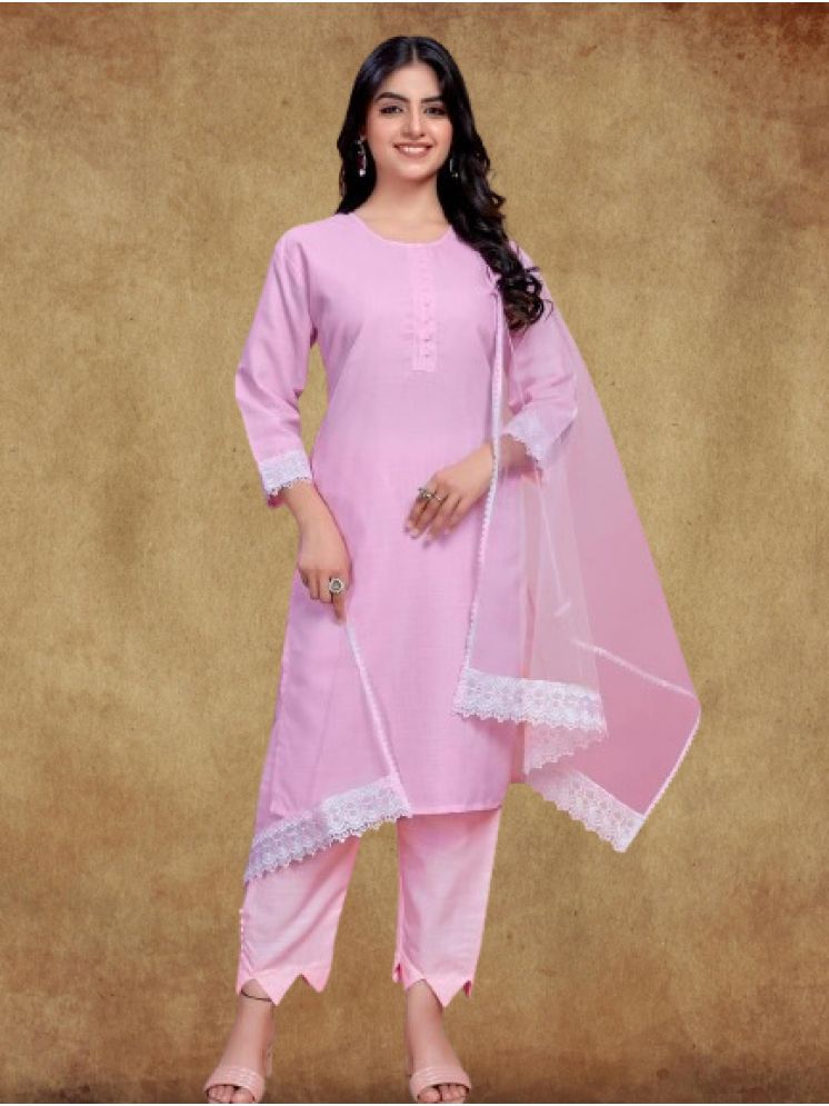     			BIPIN FASHION Cotton Silk Self Design Ethnic Top With Pants Women's Stitched Salwar Suit - Pink ( Pack of 1 )