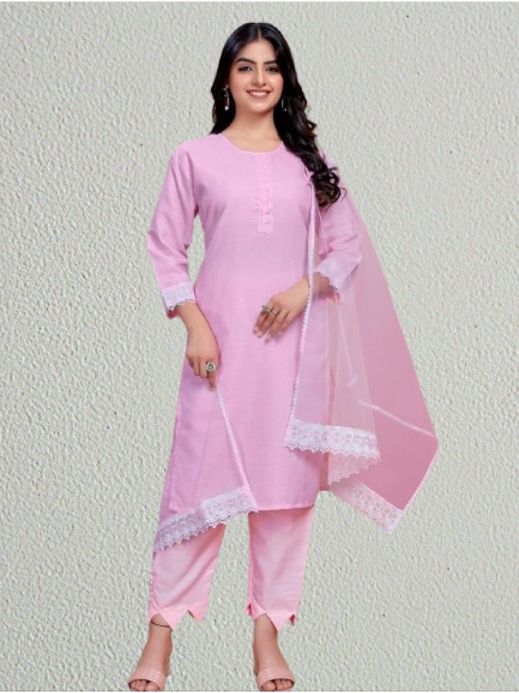     			BIPIN FASHION Cotton Silk Self Design Ethnic Top With Pants Women's Stitched Salwar Suit - Pink ( Pack of 1 )