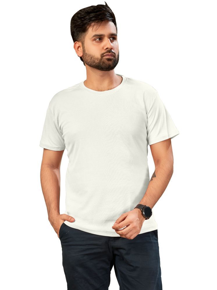     			DVILLA Polyester Regular Fit Solid Half Sleeves Men's Round T-Shirt - White ( Pack of 1 )