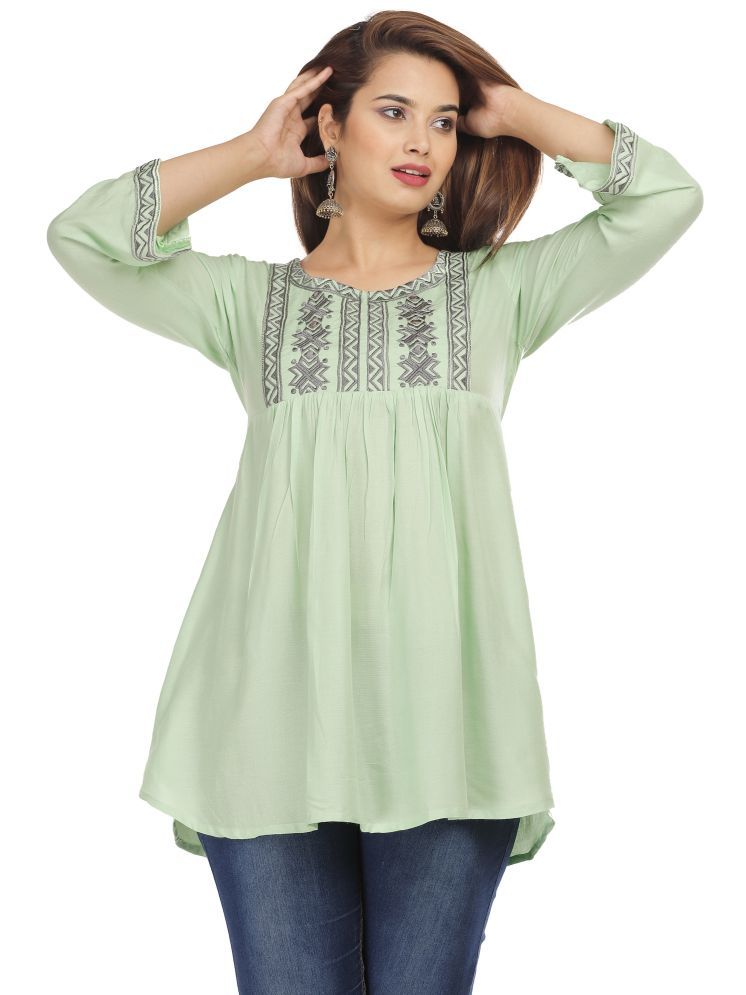     			HIGHLIGHT FASHION EXPORT Green Rayon Women's Regular Top ( Pack of 1 )