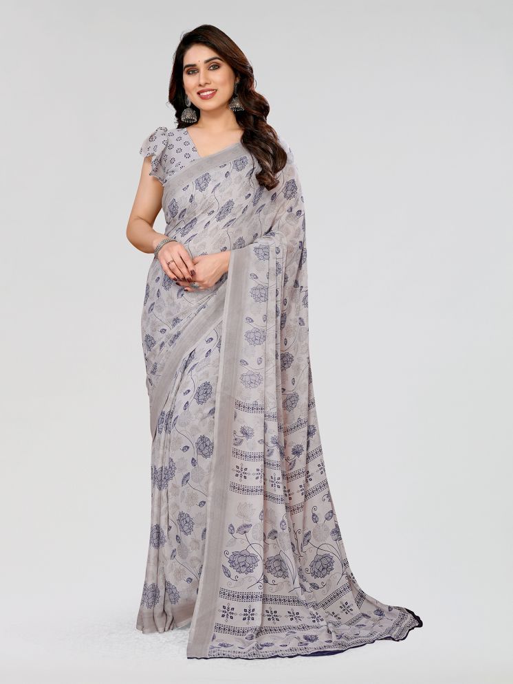     			Kashvi Sarees Pack of 1 Georgette Printed Saree With Blouse Piece ( Grey )