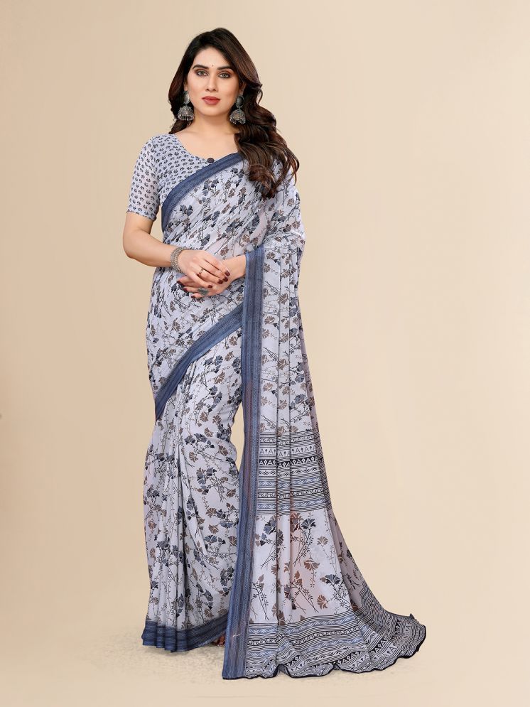     			Kashvi Sarees Pack of 1 Georgette Printed Saree With Blouse Piece ( Blue )