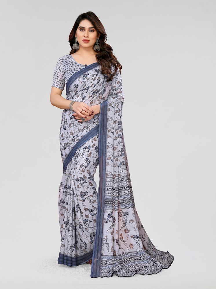     			Kashvi Sarees Pack of 1 Georgette Printed Saree With Blouse Piece ( Blue )