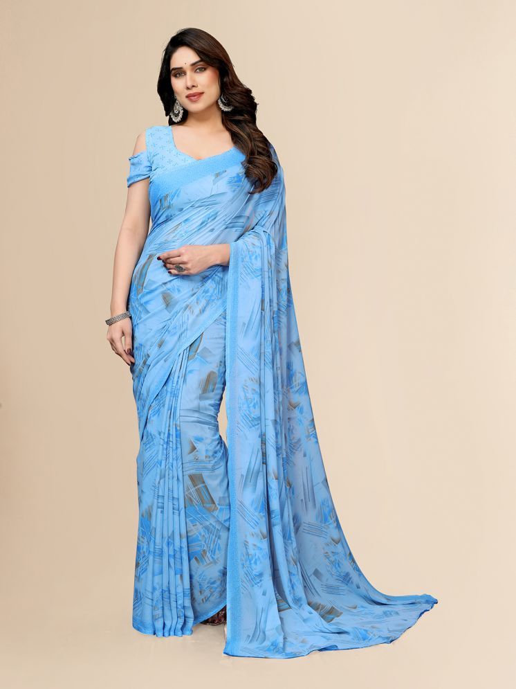     			Kashvi Sarees Pack of 1 Georgette Printed Saree With Blouse Piece ( Light Blue )