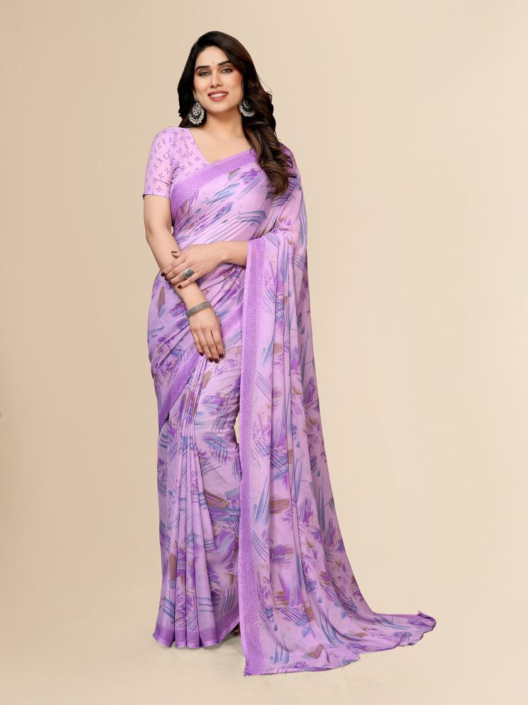     			Kashvi Sarees Pack of 1 Georgette Printed Saree With Blouse Piece ( Purple )