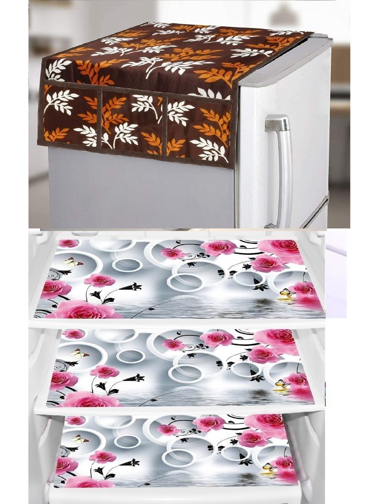     			Sanraksshan PVC Floral Fridge Mat & Cover ( 40 28 ) Pack of 1 - Multicolor