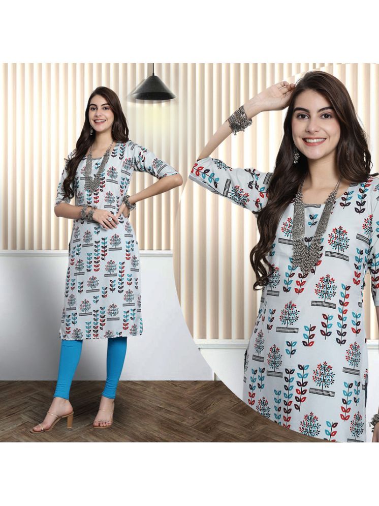     			1 Stop Fashion Pack of 1 Crepe Printed Nayra Women's Kurti - ( Grey )