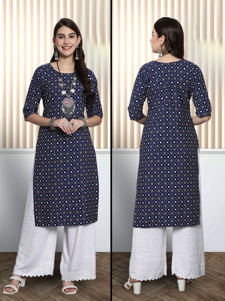     			1 Stop Fashion Pack of 1 Crepe Printed Nayra Women's Kurti - ( Blue )