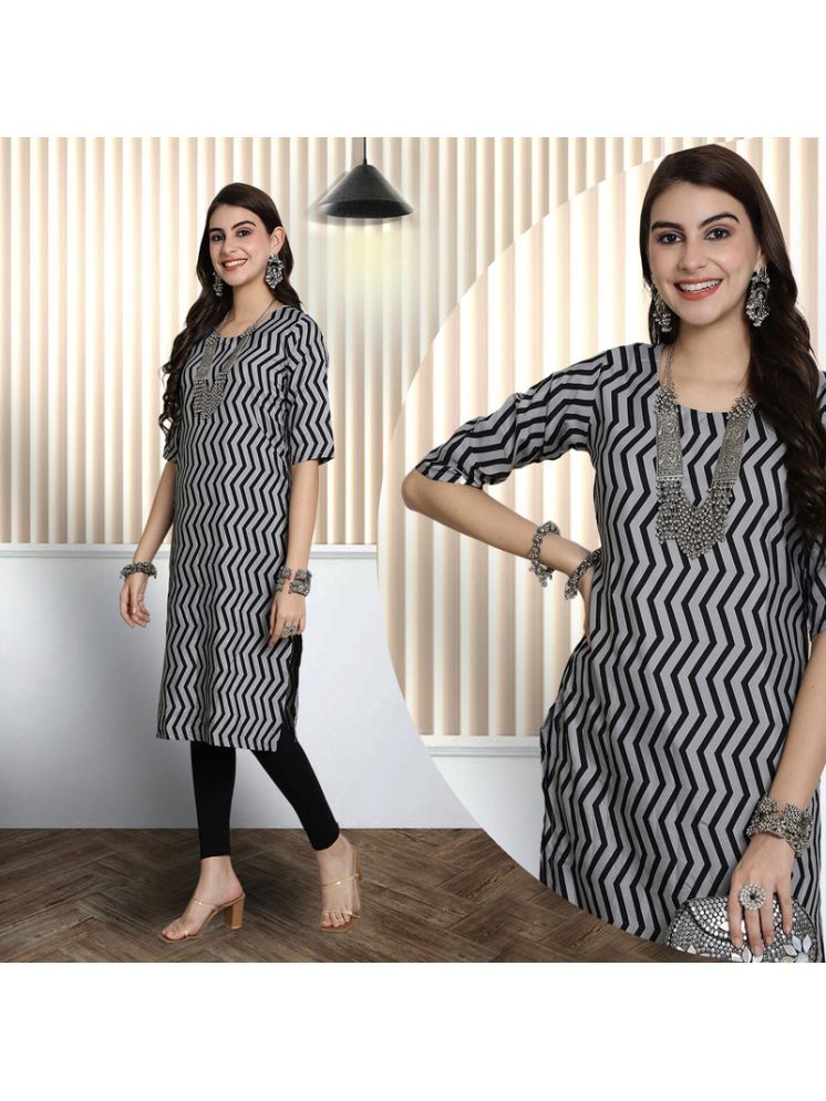     			1 Stop Fashion Pack of 1 Crepe Printed Nayra Women's Kurti - ( Black )