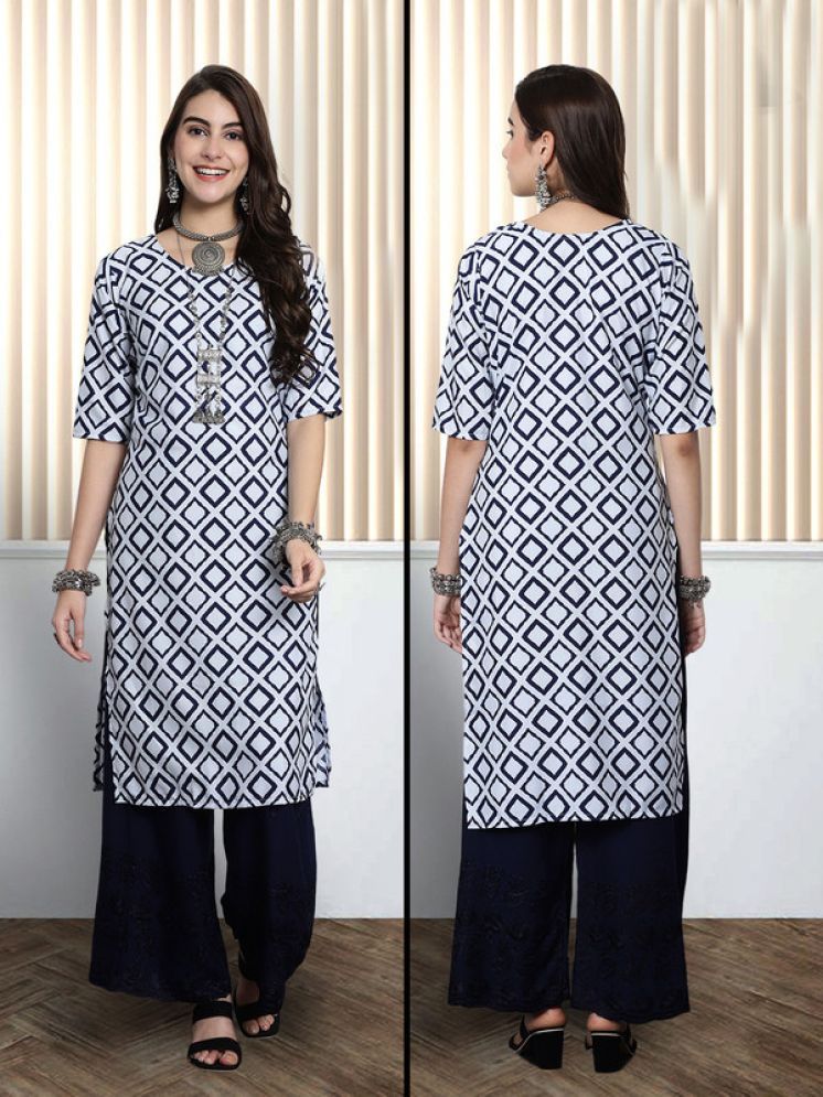     			1 Stop Fashion Pack of 1 Crepe Printed Nayra Women's Kurti - ( Blue )