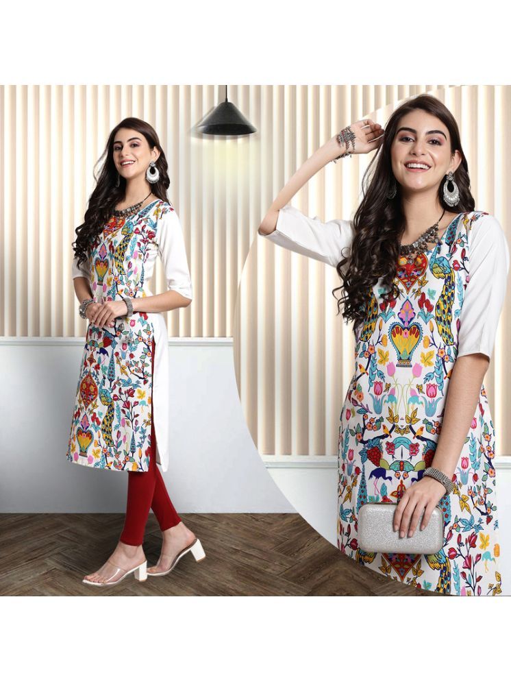     			1 Stop Fashion Pack of 1 Crepe Printed Nayra Women's Kurti - ( Off White )