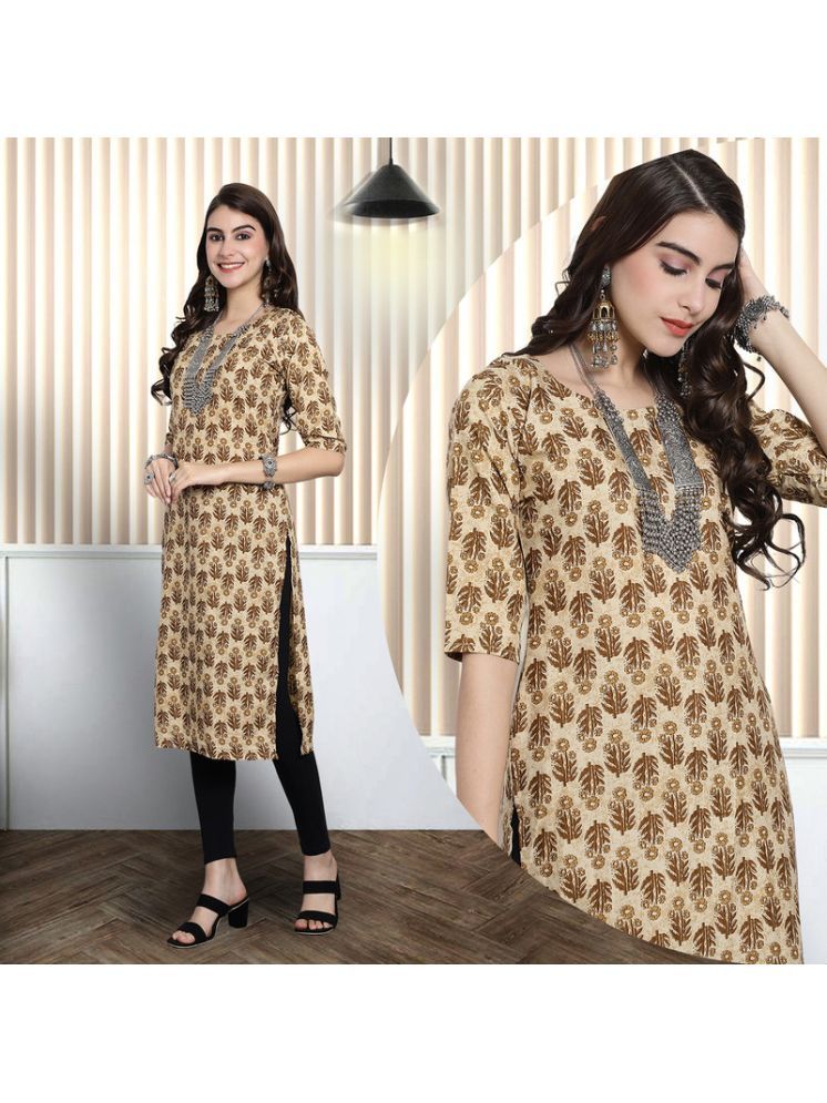     			1 Stop Fashion Pack of 1 Crepe Printed Nayra Women's Kurti - ( Gold )