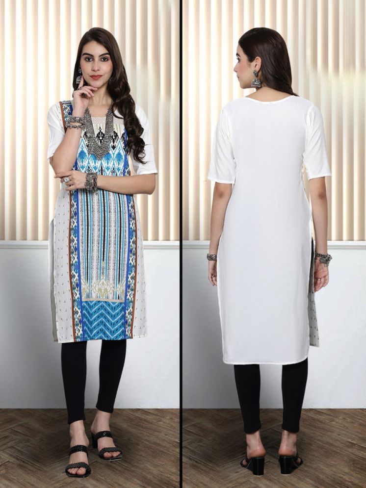     			1 Stop Fashion Pack of 1 Crepe Printed Nayra Women's Kurti - ( White )