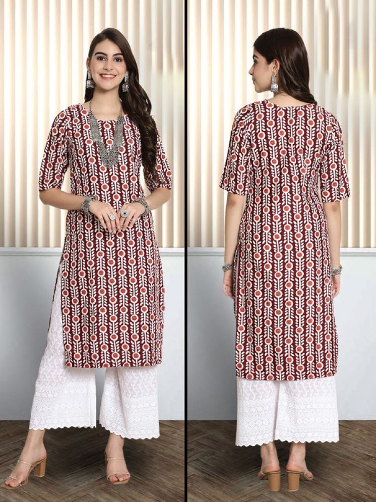     			1 Stop Fashion Pack of 1 Crepe Printed Nayra Women's Kurti - ( Beige )