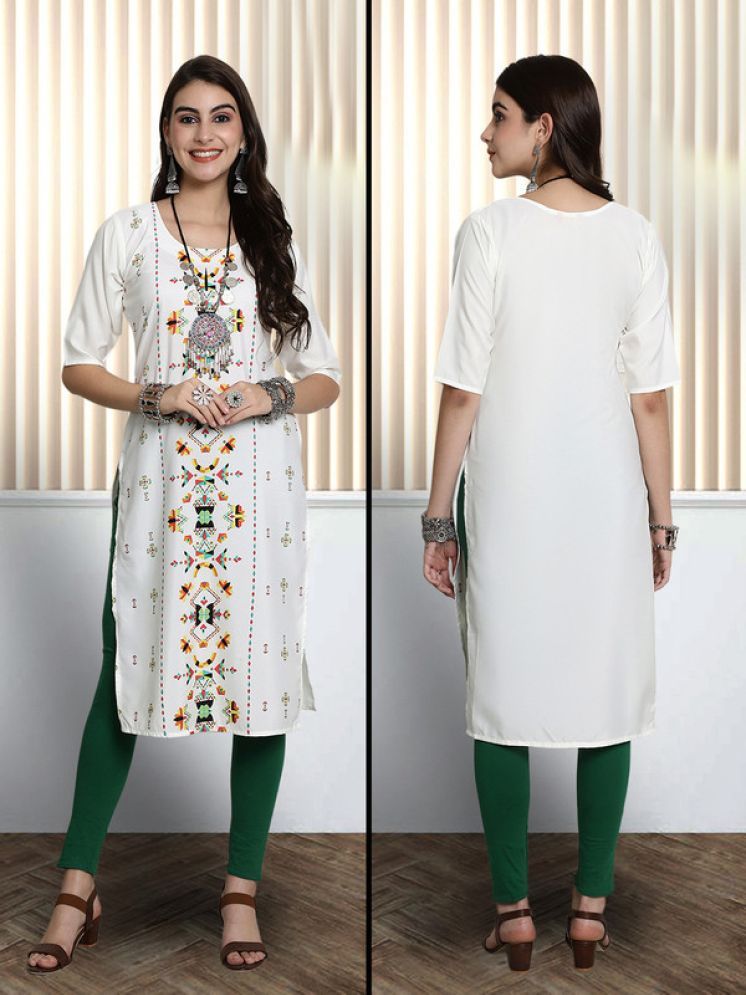     			1 Stop Fashion Pack of 1 Crepe Printed Nayra Women's Kurti - ( White )