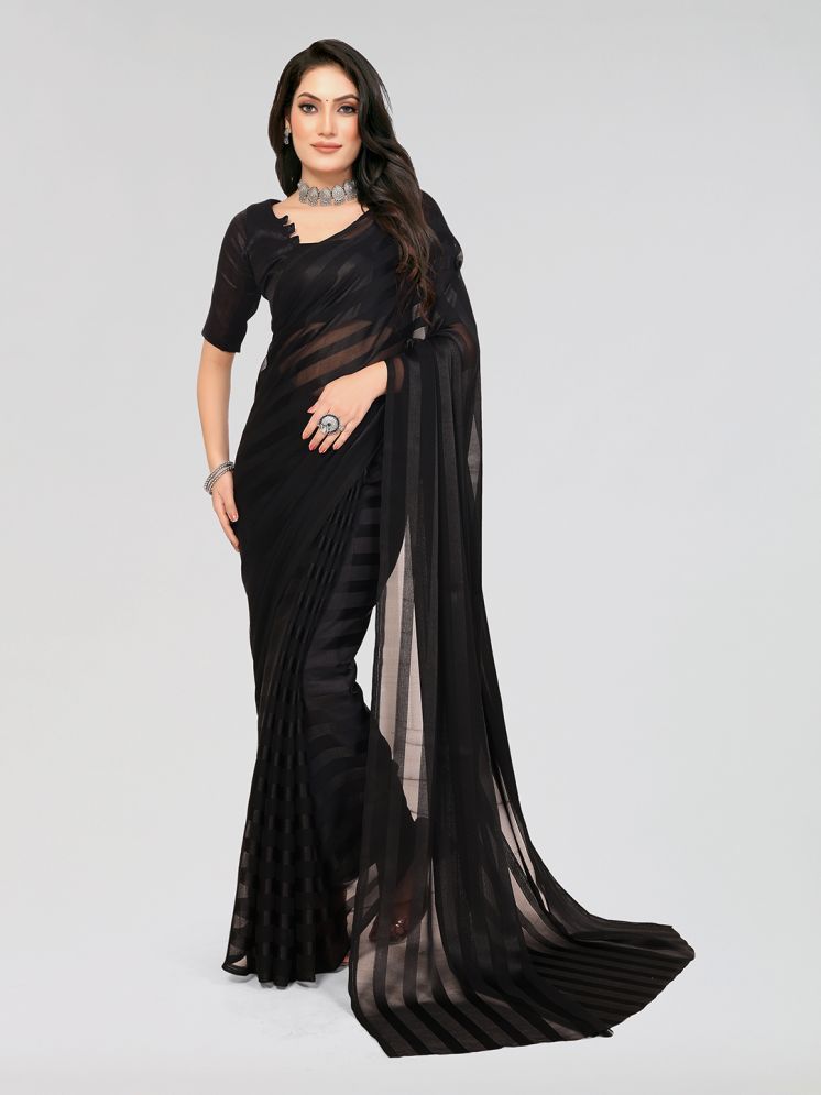     			ANAND SAREES Pack of 1 Georgette Printed Saree With Blouse Piece ( Black )